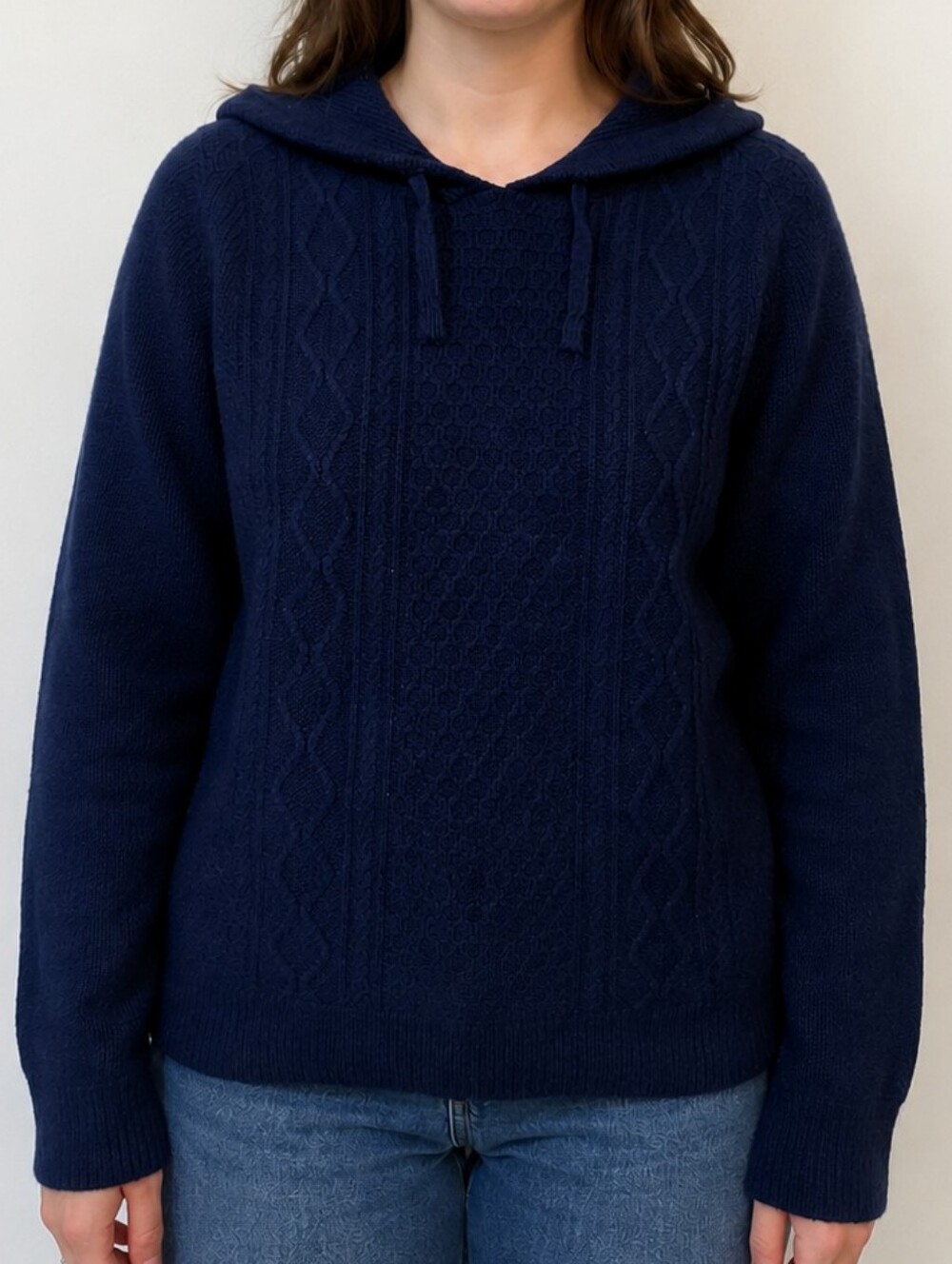 Thirty Five Kent 100% Cashmere Navy Hooded Sweater Medium